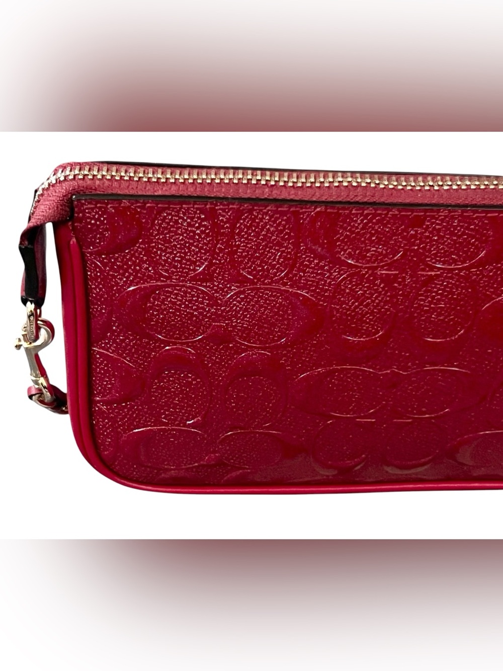 COACH Signature Debossed Chain Large Wristlet 19/ Shoulder Bag - Picture 5 of 15
